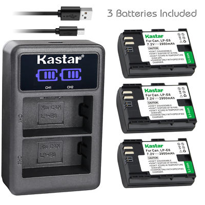 LP-E6 Battery & LCD USB Charger for Canon EOS 5D Mark III, 5D Mark IV, 7D, 60D