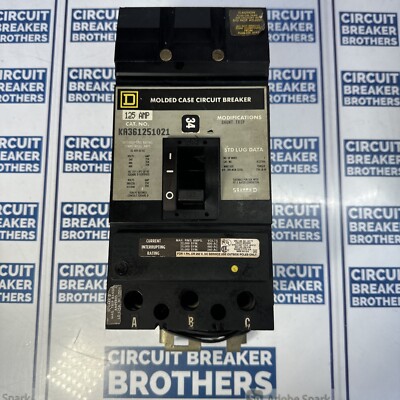 Square D KA361251021 125 Amp 600V 3Pole Shunt Trip Breaker-Warranty New Take Out