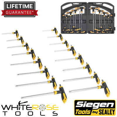 Siegen Hex Key Set T-Handle Trx Star Security Ball End Short Long Shafts 16pc