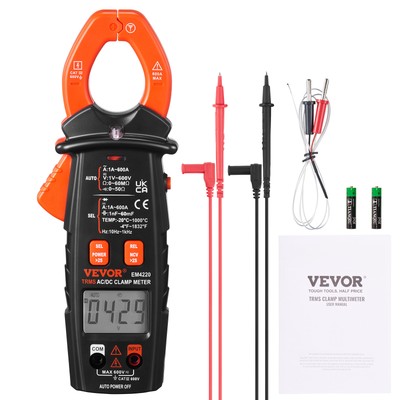 VEVOR Digital Clamp Meter Multimeter True RMS AC DC Volt Amp NCV Measurement