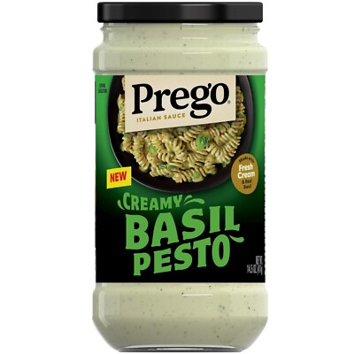Prego Creamy Basil Pesto Pasta   Sauce, 14.5 oz Jar (Pack of 3)