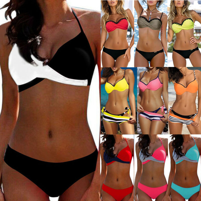 Damen Bikini Set Gepolstert Bademode Strand Sexy Schwimmanzug Badeanzug Urlaub