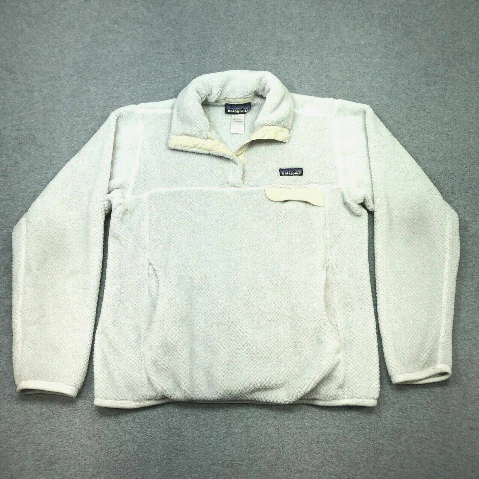 Patagonia Re-Tool Jacket Women Small Gray White Fuzzy Fleece Patagonia Re-Tool Jacket Women Small Gray White Fuzzy Fleece
