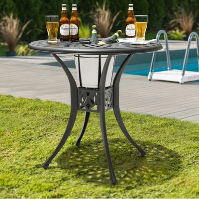 Outdoor 31'' Round Cast Aluminum Bistro Table with 1.97'' Black