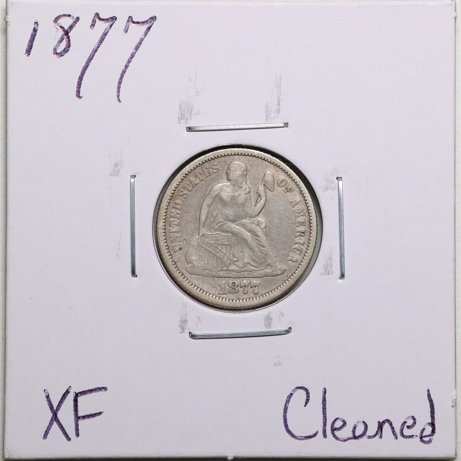 1877 10C Seated Liberty Dime with XF Detail Cleaned #4817 | eBay
