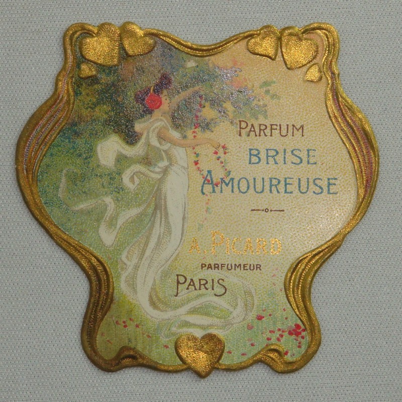 Etiquette De Parfum Brise Amoureuse Gaufree Doree A Picard Paris Old Label