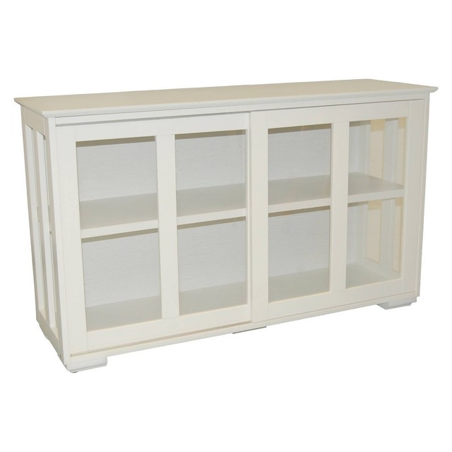 83562WHT TMS Kitchen Storage Cabinet Server Buffet Stackable Hutch ... - Pacific Stackable Sliding Glass Doors Cabinet Antique White - TMS