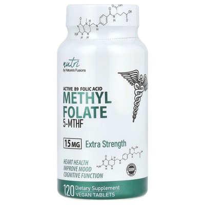 Nutri, Метилфолат, усиленный, 15 мг, 120 веганских таблеток