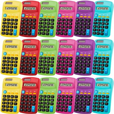 24 Pieces Pocket Size Calculator 8 Digit Display Basic Calculator Solar Batte...
