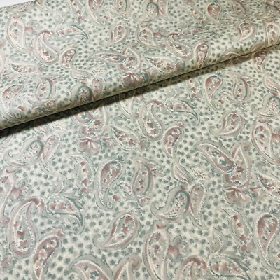Kings Road KR Collection Fabric Green and Mauve Paisley BY THE YARD 100% Cotton