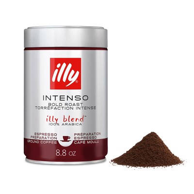 Illy Ground Coffee Espresso Intenso Bold Roast, 8.8 Oz Rich Aftertaste Delicious