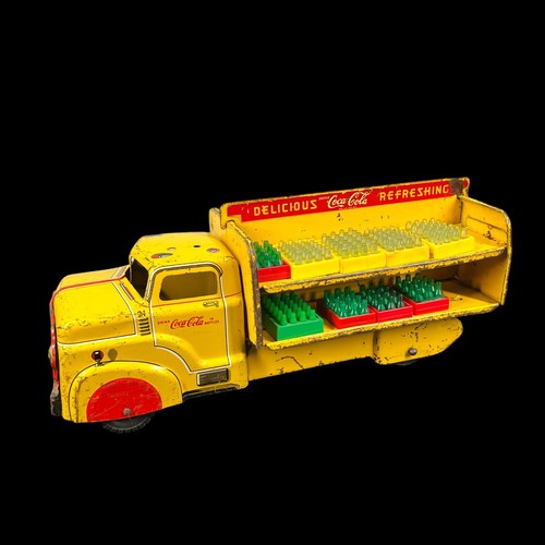 Vintage 1950's Marx Coca Cola Delivery Truck With Bottles