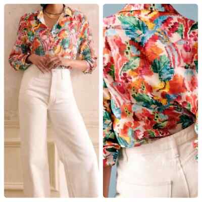 Sezane セザンヌ Pierro シャツ　38サイズ　M シルク100% Pierro Shirt - Large Bouquet print - Cotton - Sézane