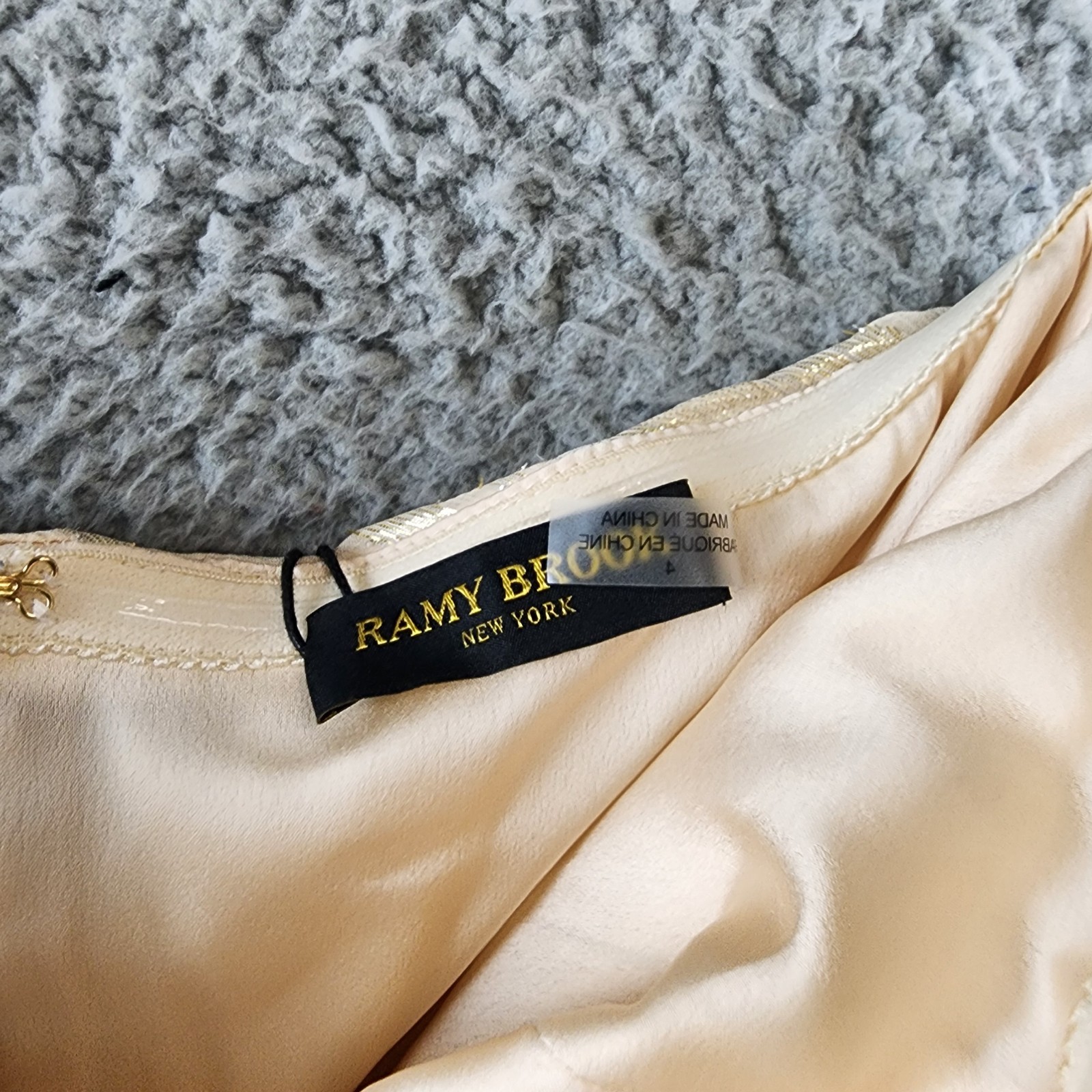 Ramy Brook Goldie Strapless Metallic Silk-Blend Dress Womens 4 Gold Ruffle Front - Picture 5 of 16