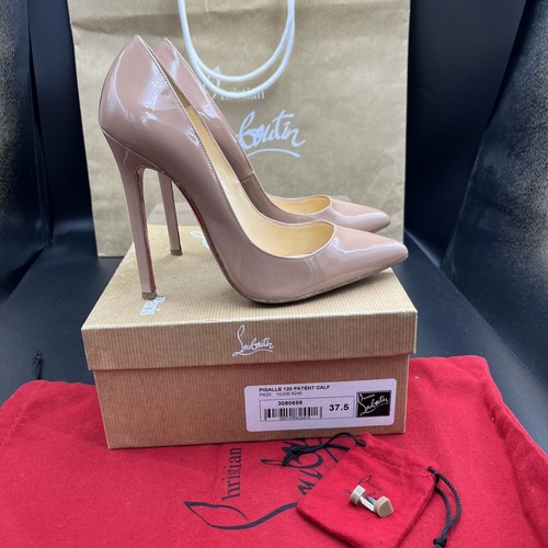 【美品】クリスチャンルブタン PIGALLE 100 NUDE 37.5 Christian Louboutin Pigalle 100 Nude Patent Leather Pump