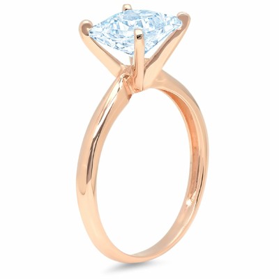 Pre-owned Pucci 2.0 Ct Princess Cut Tanzanite Stone Wedding Bridal Promise Ring 14k Rose Gold In Pink