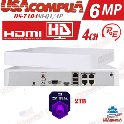 Hikvision 4CH POE 4 Channel NVR  DS-7104NI-Q1/4P Original English W/Hard Drive