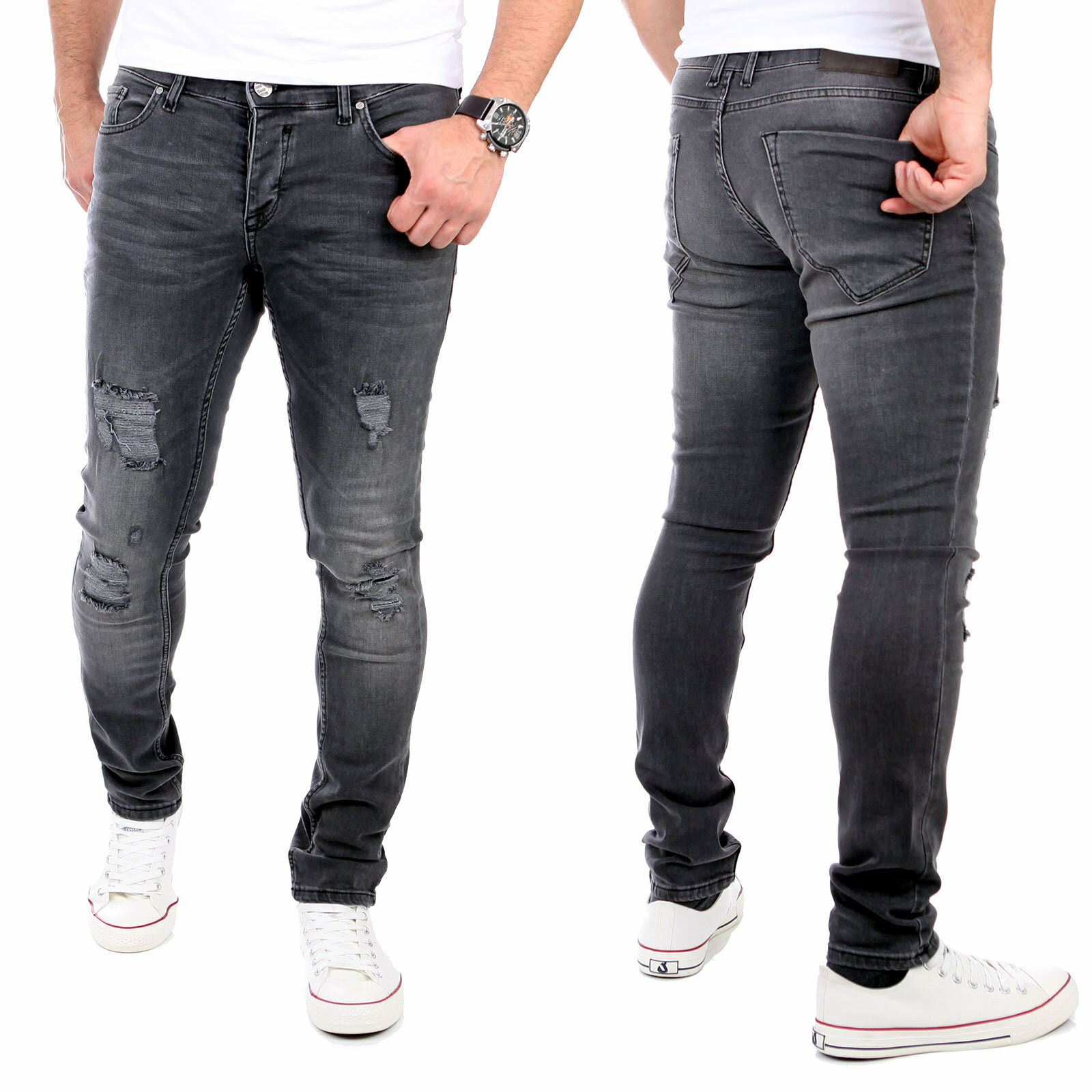 Reslad Jeans Hosen Herren Slim Fit Jeanshose Männer Hose Stretch Basic Denim