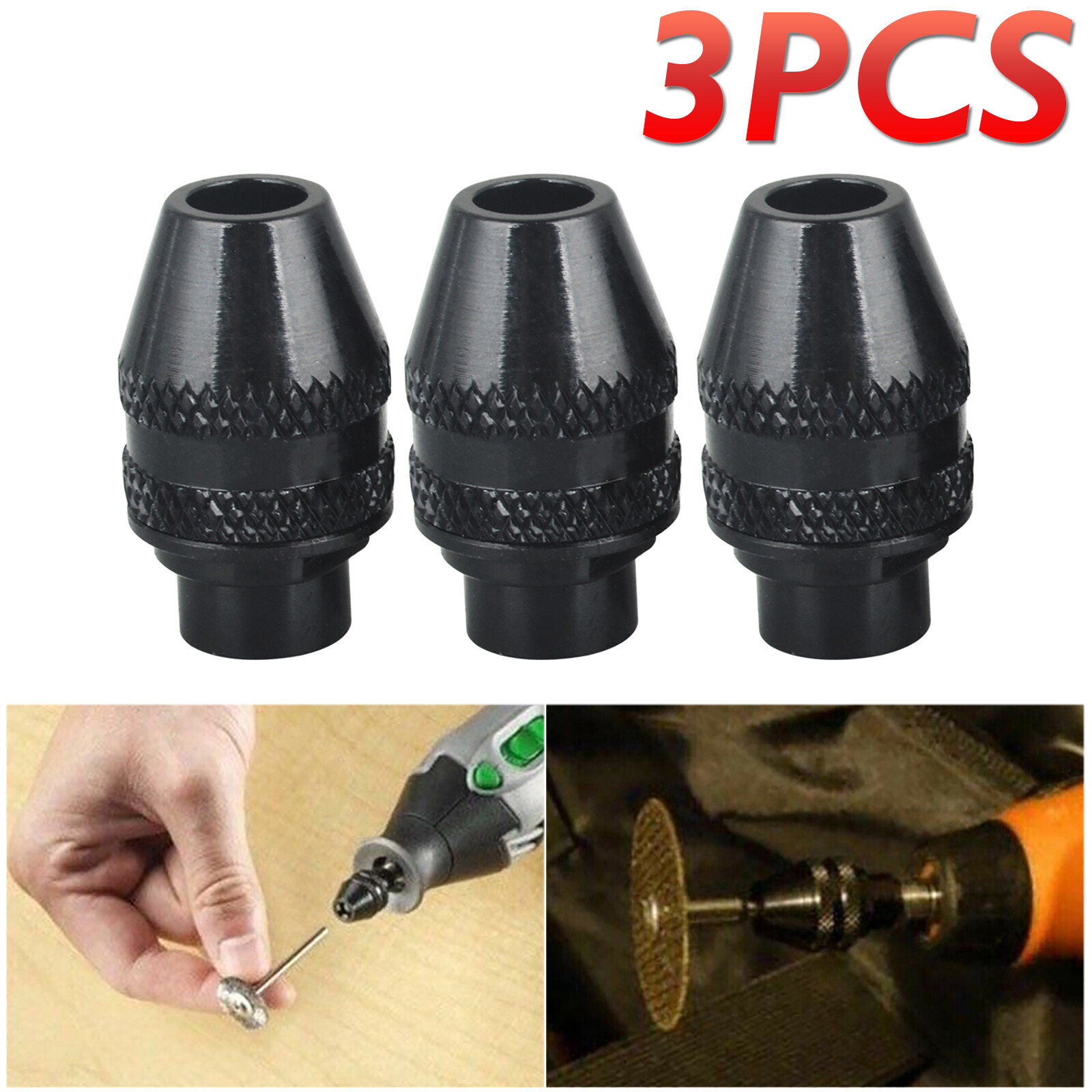 3x Keyless Chuck Quick Change Dremel Rotary Tool Drill Universal Accessories