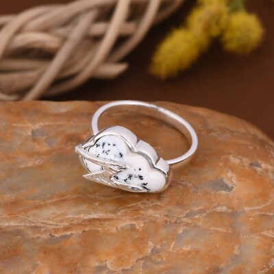 Lightning Cloud Ring in Sterling Silver With Dendrite For Delicate Gift Jewelry