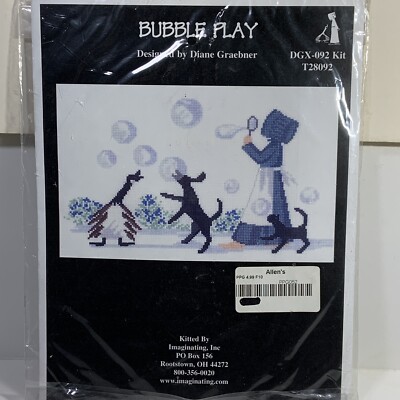 NOS Diane Graebner Cross Stitch Kit BUBBLE PLAY Imaginating  Woman Goose Dogs