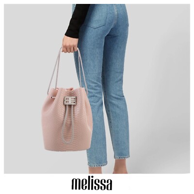 MELISSA × Baja East Light Pink Python Texture PVC Rubber Shoulder Bag Bucket Bag