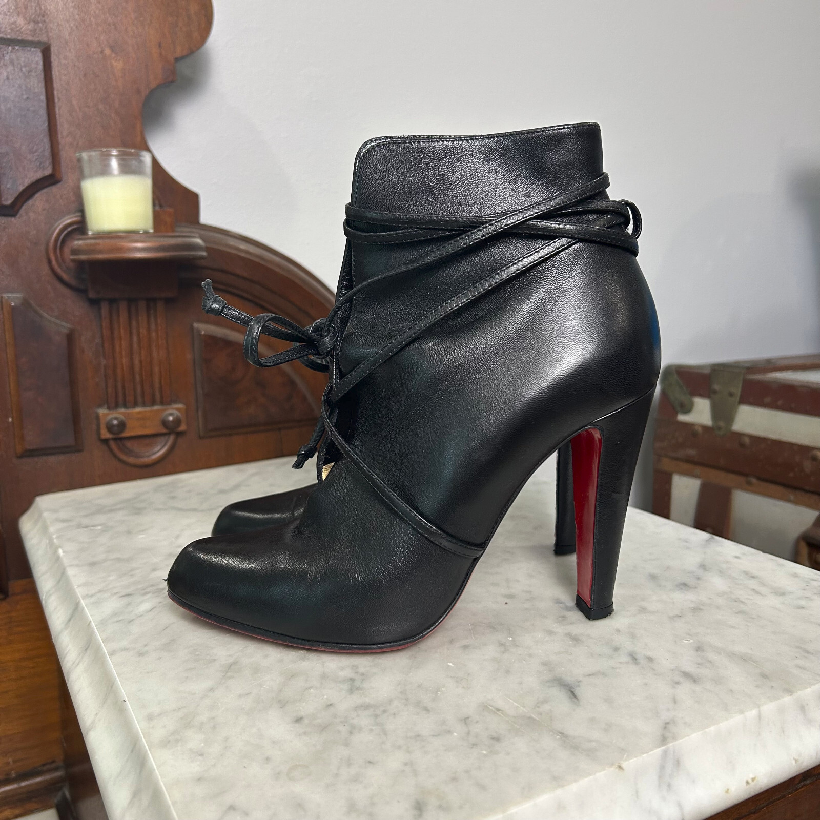 Christian Louboutin S.I.T. Rain 100 Black Napa Ankle Boot