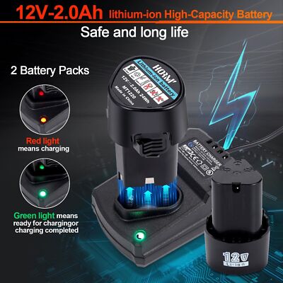 Electric Cordless Ratchet 3/8" Right Angle Wrench Impact Power Tool + 2 Battery