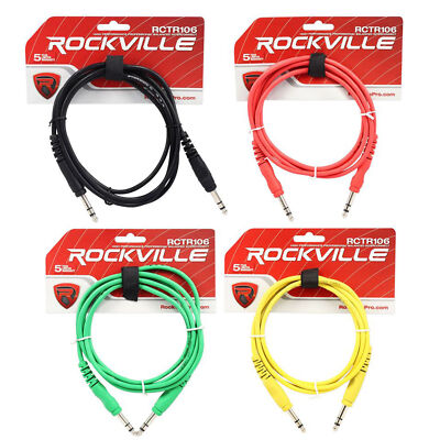 5 Rockville 6' 1/4'' TRS to 1/4'' TRS  Cable 100% Copper (5 Colors)