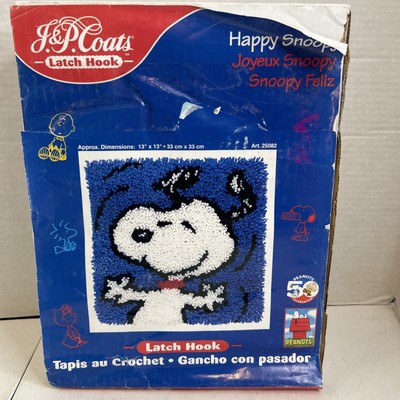 J&P Coats Peanuts Happy Snoopy Latch Hook Kit 50th Celebration 13 x 13  - New
