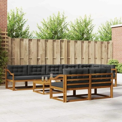 Outdoor Sofa Set with Cushion 9 pcs Natural and Anthracite