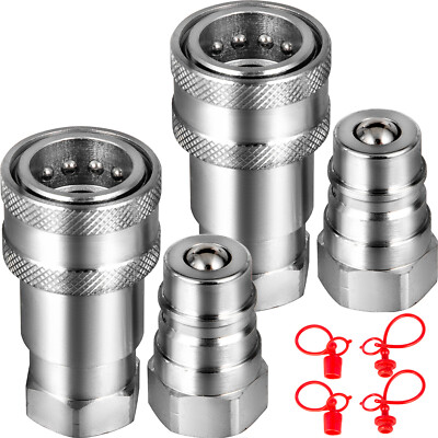 2 Sets of 3/8'' NPT ISO 5675 Quick Connect Hydraulic Couplers / Coupling