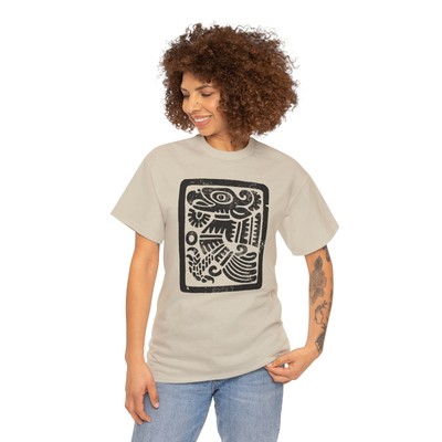 Mesoamerican framed eagle shirt. Ancient Cuauhtli Mexico City Heavy Cotton Tee