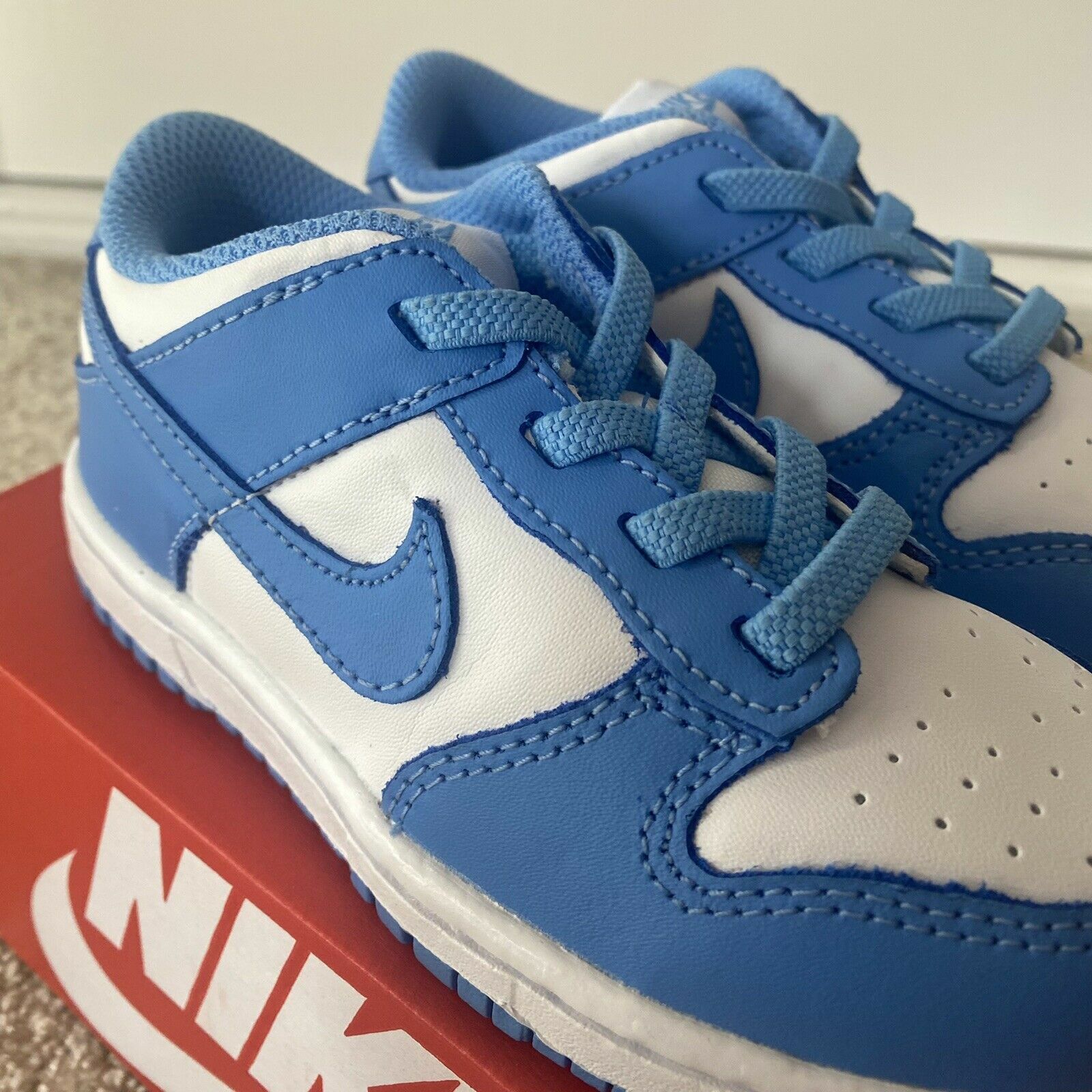 Pre-owned Dunk Low Unc University Blue Td Size 9c Cw1589-103 Mid High Ts  Off White In Ivory