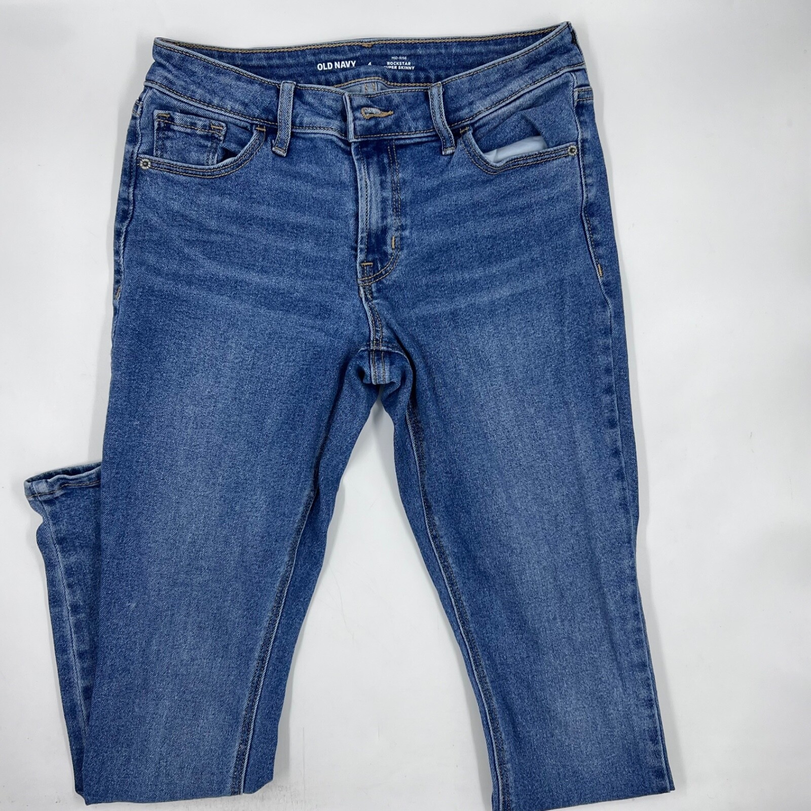 ★★ ★★ Women's Signature 90s Dark Blue Denim 4 Old Navy Womens Rockstar Super Skinny Jeans Size 4 Blue