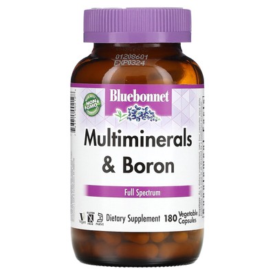 Bluebonnet Nutrition Multiminerals Plus Boron 180 Vcaps без яиц, без рыбы,