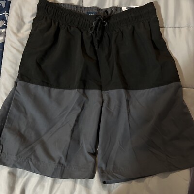 George Men's Swim Trunks Small 28/30 Black and Gray Drawstring Beach