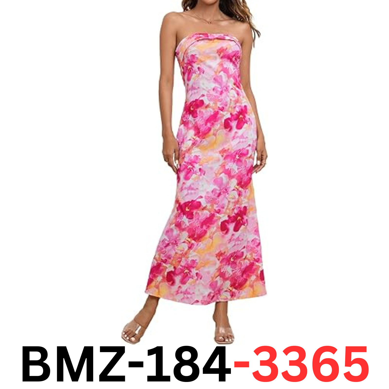 OYOANGLE Women Floral Print Sleeveless Strapless Draped Backless Bodycon Dress L