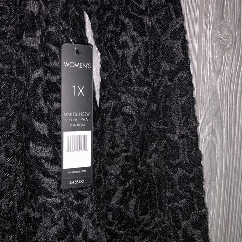 Pre-owned Nic + Zoe Nic+zoe Brushed Lace Long Sleeve Sheer Phantom Grey Top Womens Plus Sz 1x In Gray