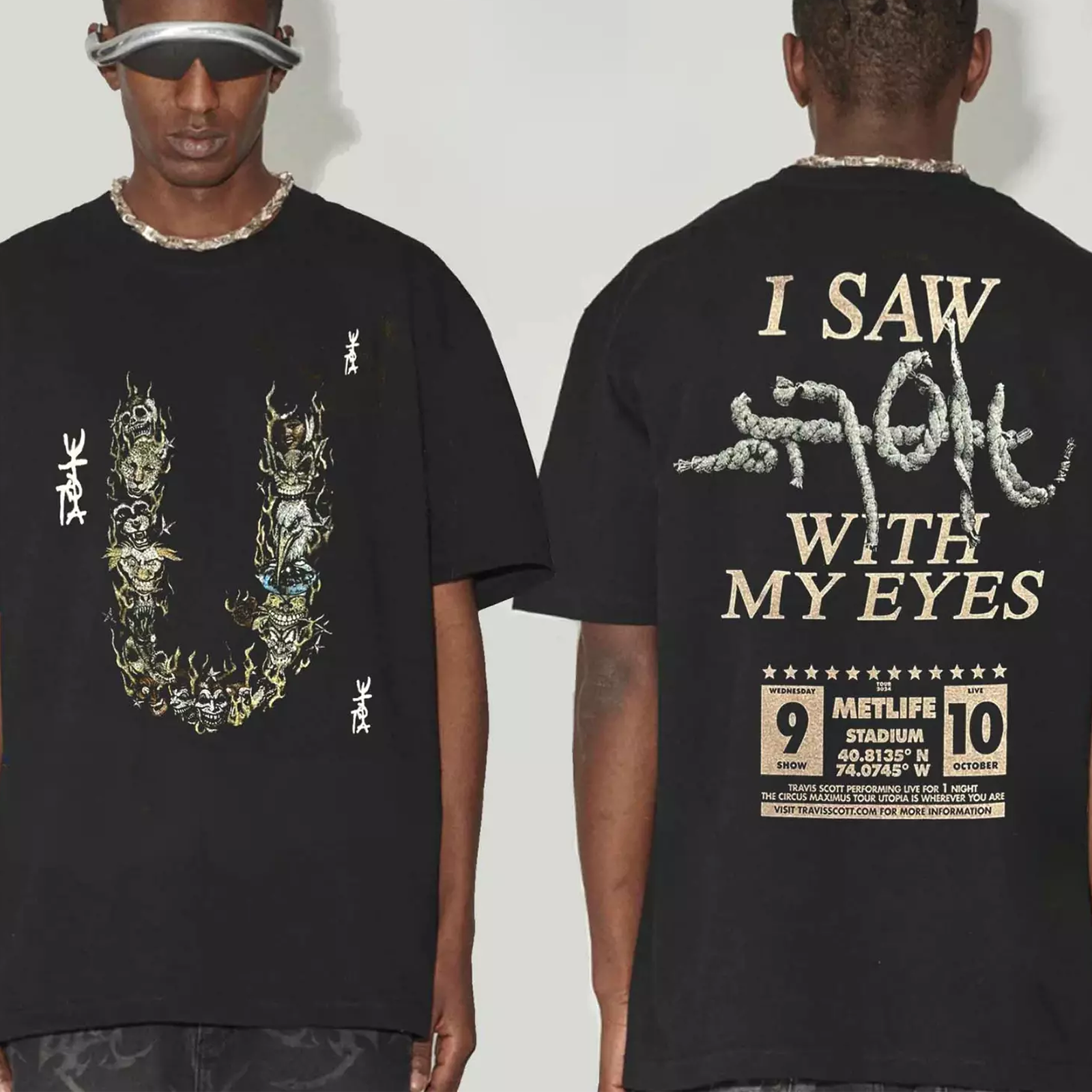 【日本限定】TRAVIS SCOTT UtopiaツアーTシャツ L Travis Scott Utopia Tour 2023 “Utopia Is In NYC” Tee - Limited