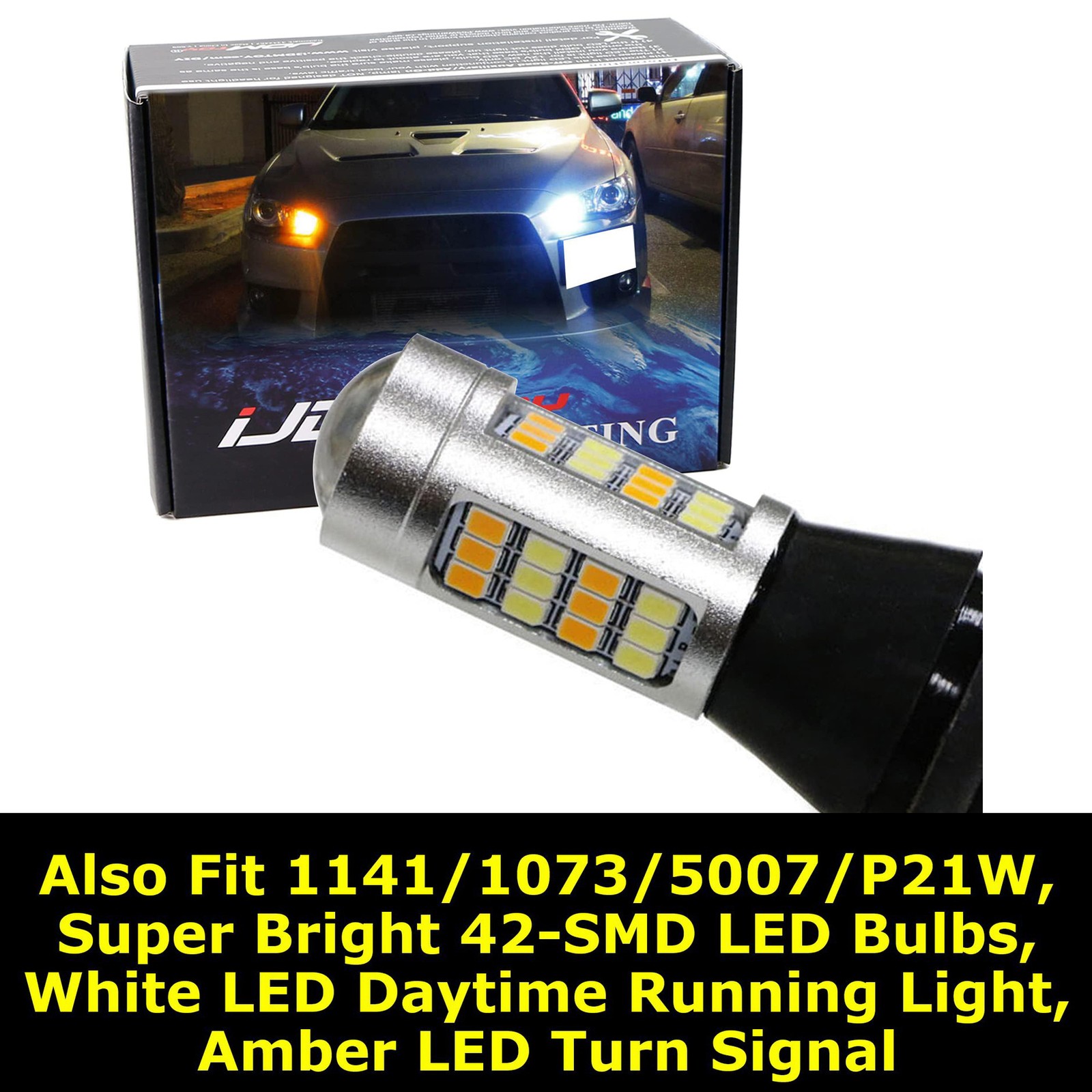 BA15 1156/7506/7527 Switchback LED Turn Signal DRL Light Bulbs by iJDMTOY