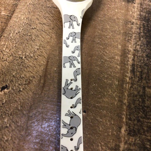 accutime watch corp white rubber band with gray elephants gray face silver trim