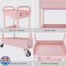 REBECAT 3 Tier Rolling Utility Cart with Drawer,Storage Cart,Rolling Cart for Kitchen,Bathroom,Living Room,Storage Organizer with Iron Wheels（Pink
