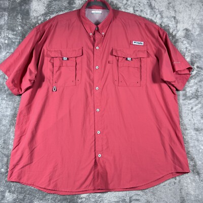Columbia PFG Shirt Mens XXL Short Sleeve Omni Shade Fishing Camp Button Front