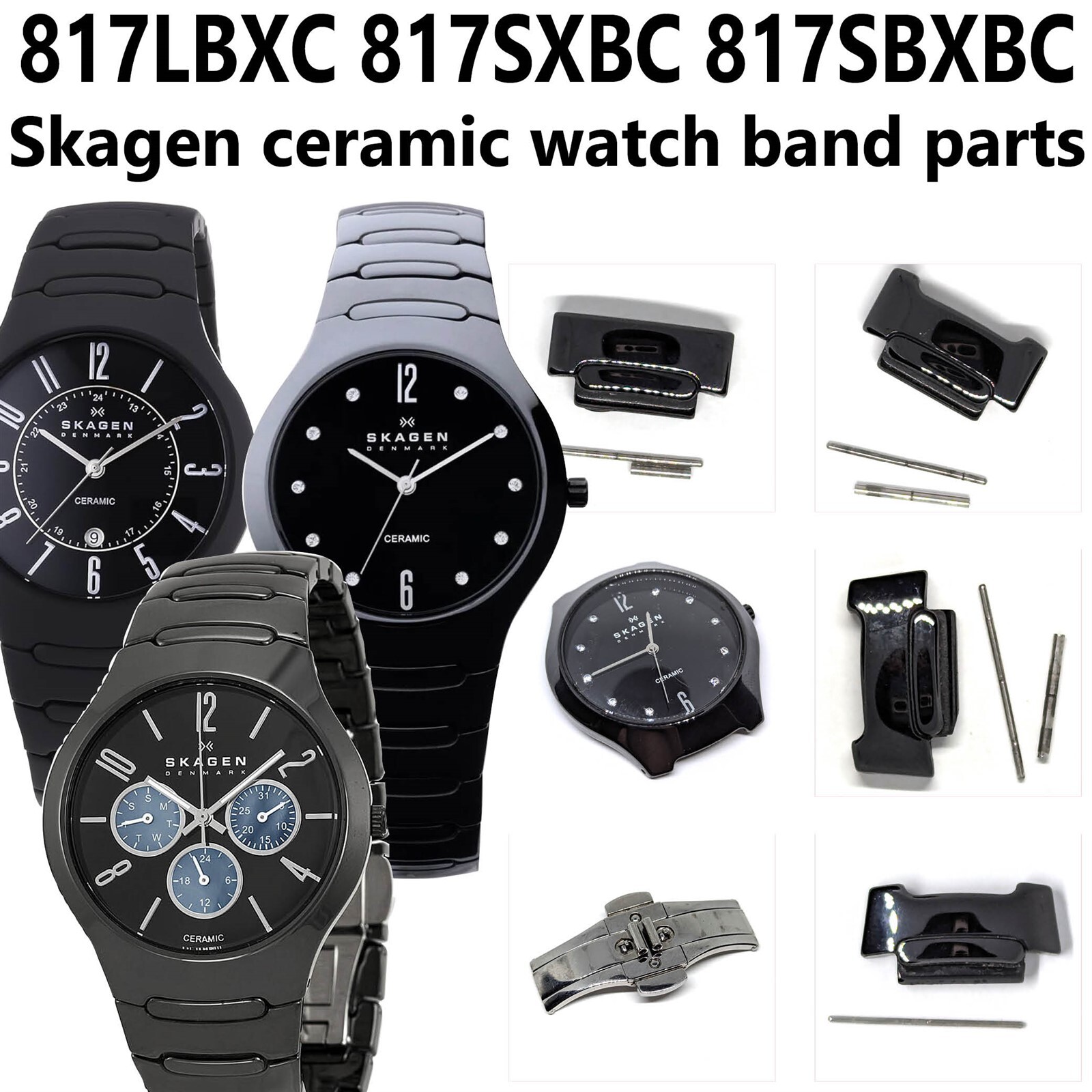 Skagen 817LBXC1 817SXBC1 817SBXB1 black ceramic watch spare