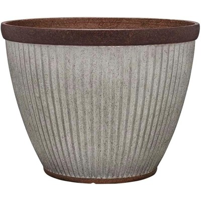 Southern Patio Westlake Pleated Planter with Galvanized Finish, Silver, 20.5in