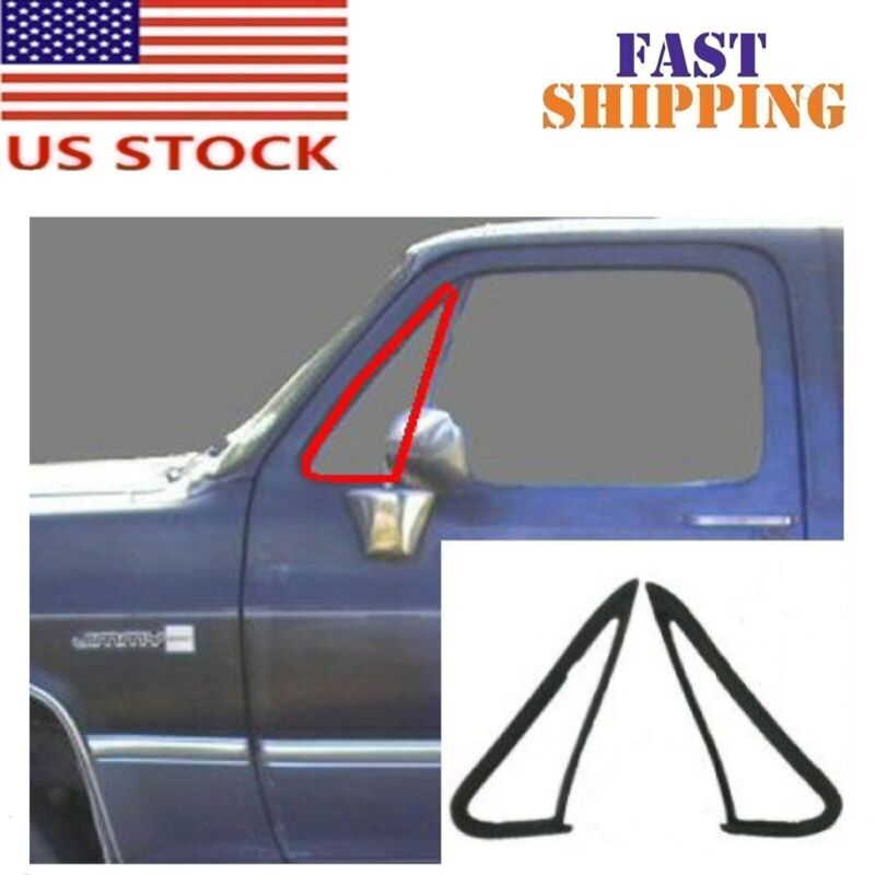 Front Vent Glass Window Weatherstrip Seals Set Pair for 1981-91 Chevy GMC Pickup