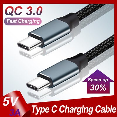 USB-C to USB-C 3FT Fast Charging Data Cable Type C Quick Charger PD 5V 3A 60W