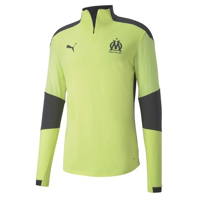 PUMA MENS PUMA OLYMPIQUE DE MARSEILLE 1/4 ZIP TOP SPORT SHIRT - YELLOW