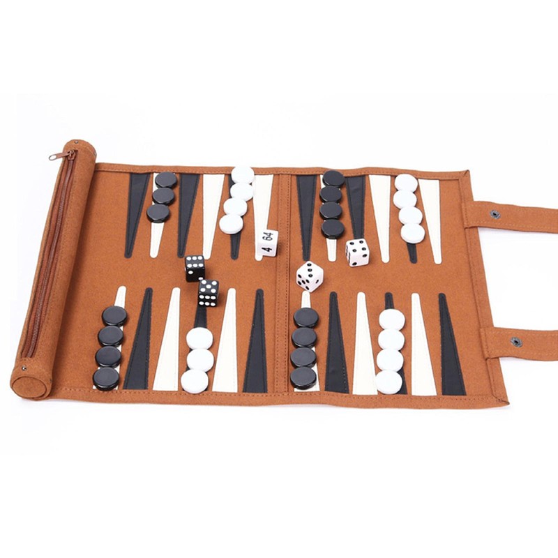 Kit Travel Portable Roll Up Backgammon Board Game Set